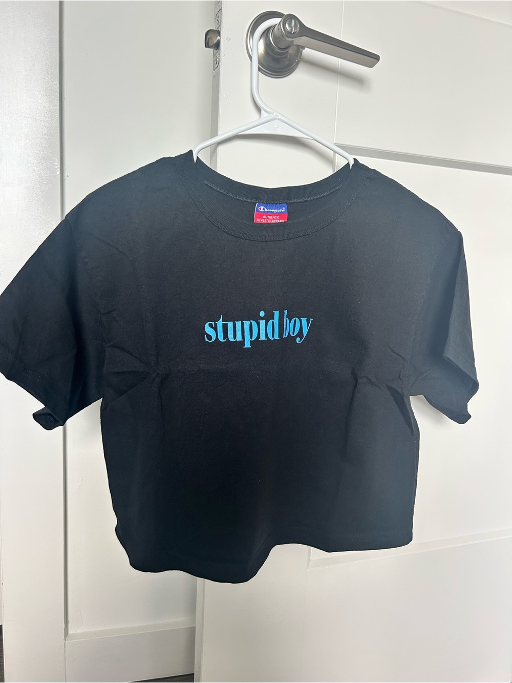 Tate McRae Stupid Boy Champion Boxy Cropped T-Shirt in size L